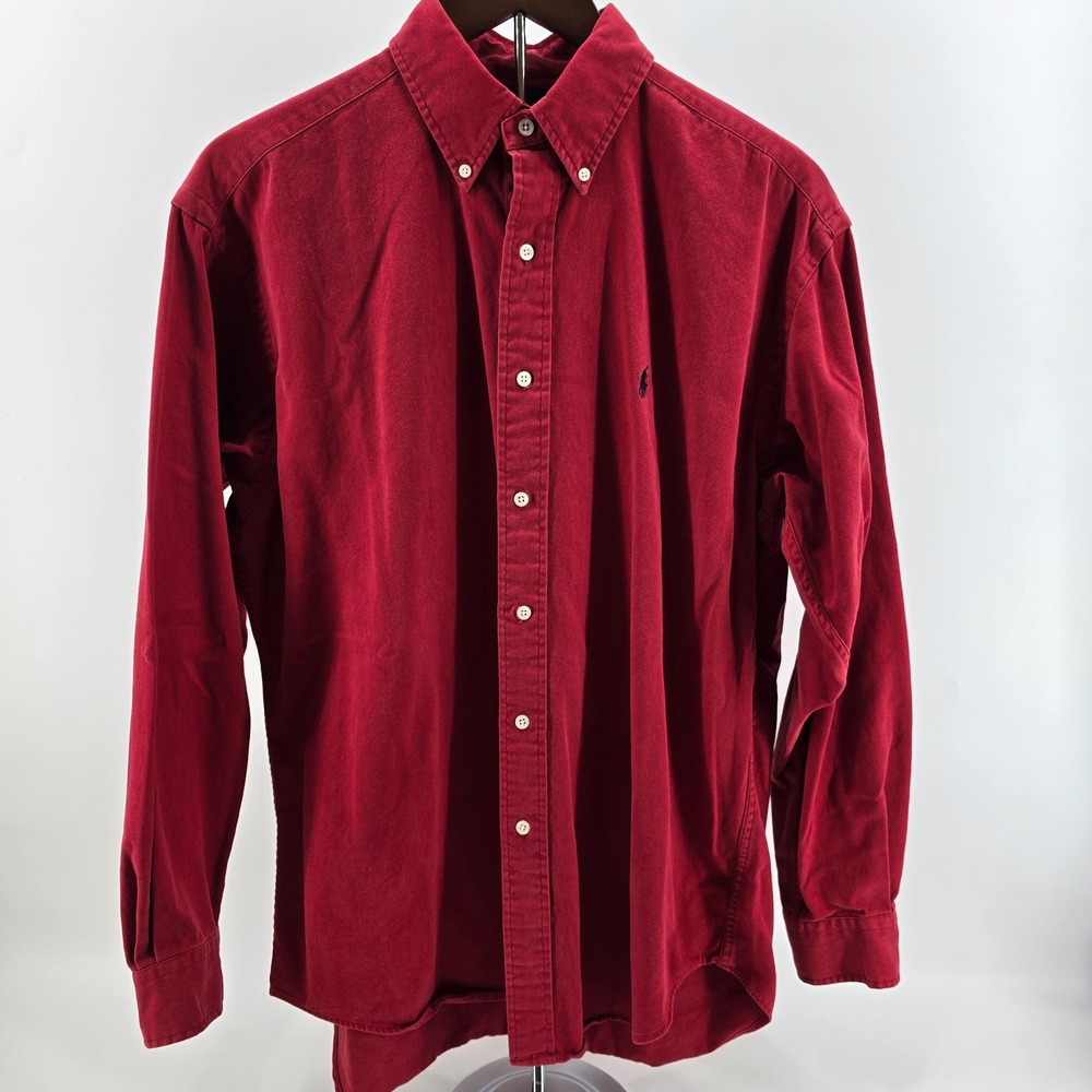 Polo Ralph Lauren Blake Button Down Shirt Mens Cotton Twill Red Medium - Picture 2 of 7